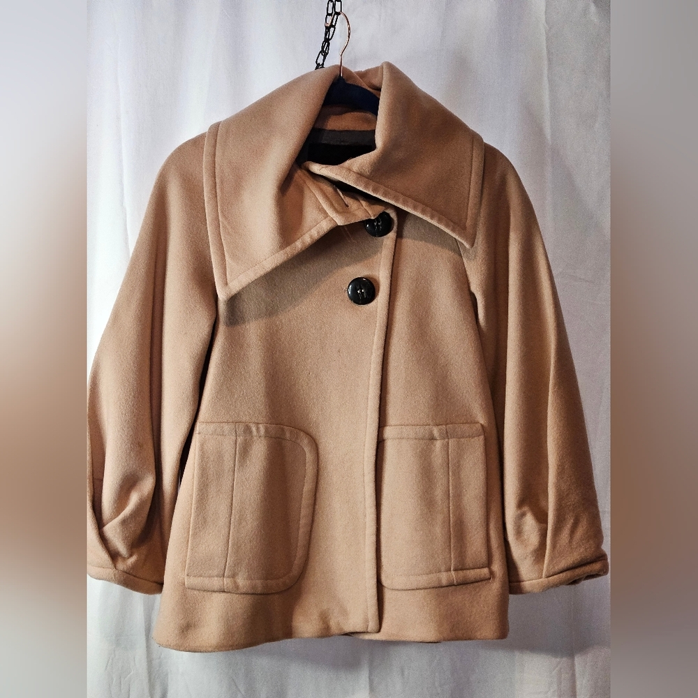 Zara Women's Camel Wool Blend Pea Coat (Dry-Cleaned)